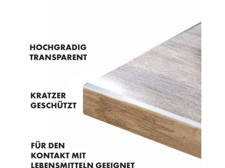 Karat Tischfolie Imperial Transparent Mattiert mit Abgeschrägter Kante 90 x 90 cm
