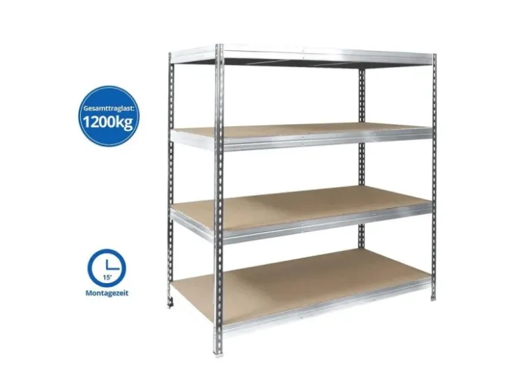 Karat Weitspannregal Schwerlastregal Verzinkt Traglast 1200 kg 200 x 150 x 80 cm* Kellerregale