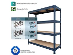 Karat Weitspannregal Schwerlastregal Grau Traglast 1500 kg 177 x 160 x 60 cm* Kellerregale|Schwerlastregal