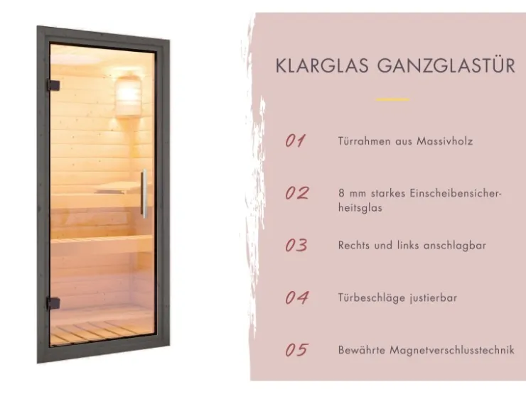 Karibu Saunahaus Seros 3 Anthrazit/Anthrazit* Sitzbänke