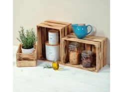 Kesper Holzkiste Kiefer geflammt 23 cm x 30 cm 40 cm 27 l* Flaschenregale