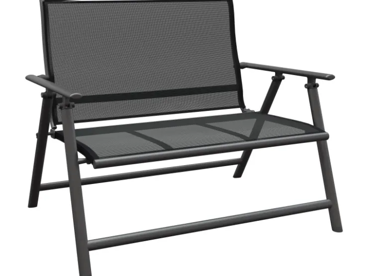 Klappbank Vigo Aluminium Textilen Grau-Schwarz 96 cm x 118 cm x 67 cm* Sitzbänke