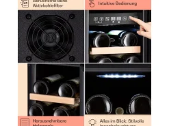 Klarstein Vinovilla Victoria 17 Duo Weinkühlschrank 2 Kühlzonen Touch 17 Flaschen 4 Regale* Flaschenregale