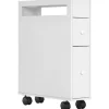 kleankin Badezimmerschrank mit Rollen 2 Schubladen 16 x 49,5 x 66 cm* Aufbewahrung
