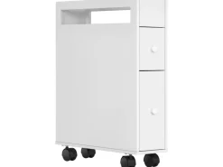 kleankin Badezimmerschrank mit Rollen 2 Schubladen 16 x 49,5 x 66 cm* Aufbewahrung