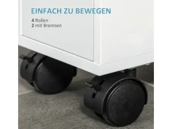 kleankin Badezimmerschrank mit Rollen 2 Schubladen 16 x 49,5 x 66 cm* Aufbewahrung