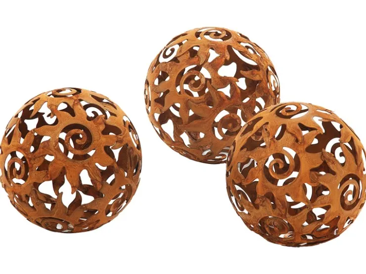 Kobolo Gartenkugel KALURA Rostoptik 3er Set Durchmesser 12 cm* Dekorative Figuren