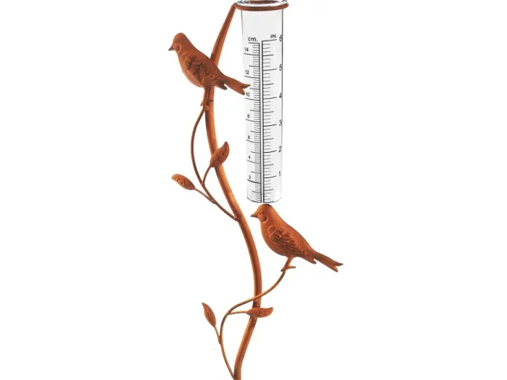 Kobolo Gartenstecker RUSTY BIRDS in Rostoptik mit Niederschlagsmesser* Dekorative Figuren