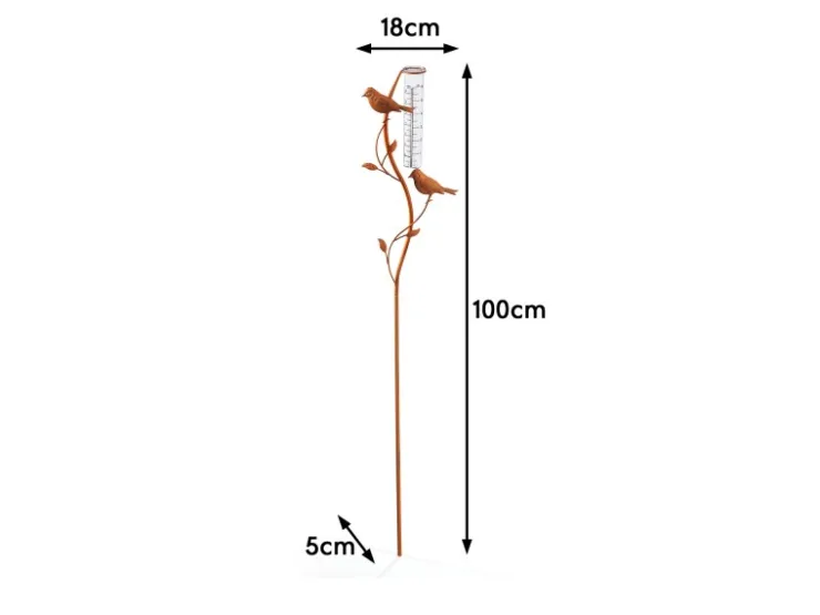 Kobolo Gartenstecker RUSTY BIRDS in Rostoptik mit Niederschlagsmesser* Dekorative Figuren