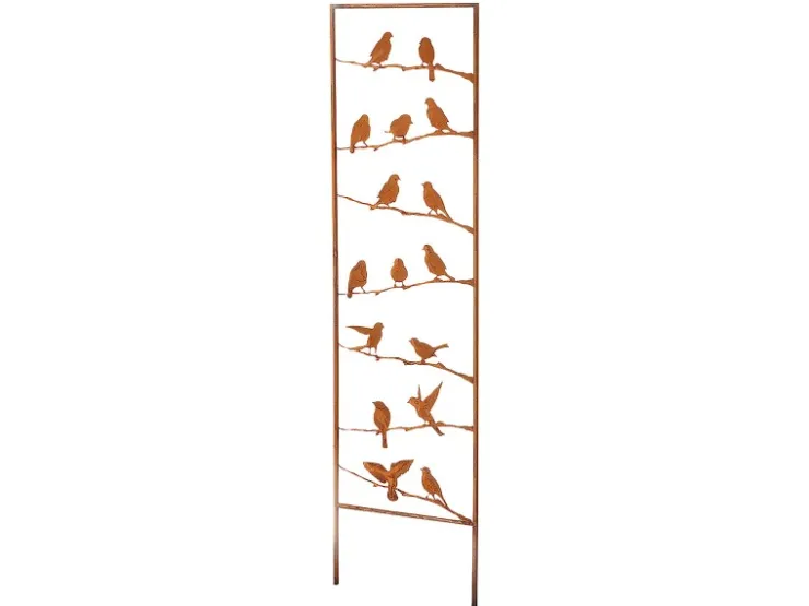 Kobolo Gartenstecker VÖGEL Rankhilfe Metall Naturrost 39x1x139 cm* Dekorative Figuren