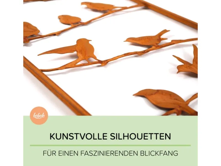 Kobolo Gartenstecker VÖGEL Rankhilfe Metall Naturrost 39x1x139 cm* Dekorative Figuren