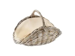 Kobolo Kaminholzkorb Kubu grey aus Rattan mit Henkel und Leinen* Aufbewahrung