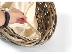 Kobolo Kaminholzkorb Kubu grey aus Rattan mit Henkel und Leinen* Aufbewahrung