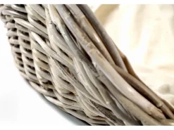Kobolo Kaminholzkorb Kubu grey aus Rattan mit Henkel und Leinen* Aufbewahrung