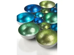 Kobolo Kerzenhalter Dekoschale BUBBLE Metall in Grün und Blautönen 40 cm* Windlichter