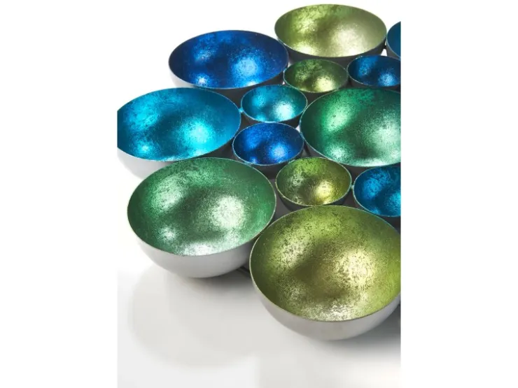 Kobolo Kerzenhalter Dekoschale BUBBLE Metall in Grün und Blautönen 40 cm* Windlichter