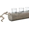 Kobolo Kerzenhalter Teelichthalter FORCE 49x10x14 cm Holz Metall Glas* Dekorative Figuren