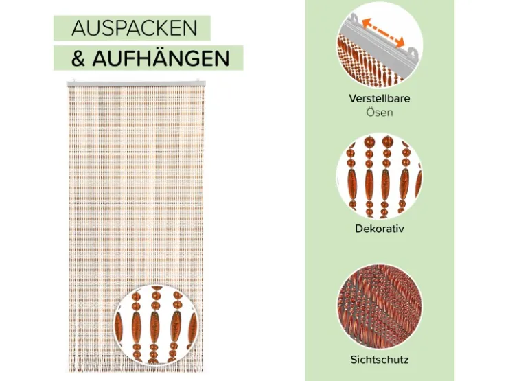 Kobolo Türvorhang Insektenschutz Perlenvorhang AMBER 72 Stränge 90x200 cm* Türvorhänge|Insektenschutz