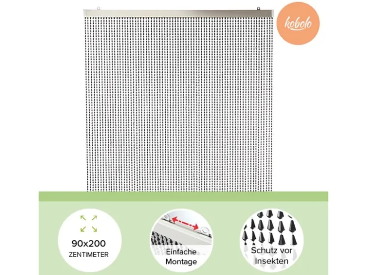 Kobolo Türvorhang Perlenvorhang Dekorationsvorhang NERO 72 Stränge 90x200cm* Türvorhänge