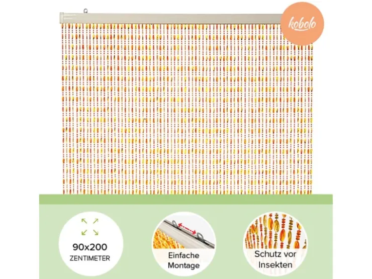 Kobolo Türvorhang Perlenvorhang Dekovorhang ORANGE 72 Stränge 90x200 cm* Türvorhänge