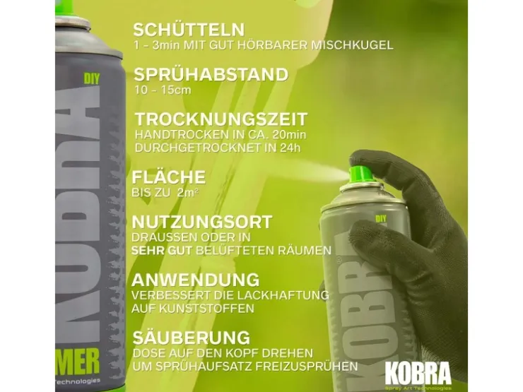 Kobra DIY Grundierspray 400ml Plastik Primer Acryl Grundierung
