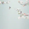 Komar Fototapete Blumen und Vögel Blau und Rosa 250 x 250 cm 611191