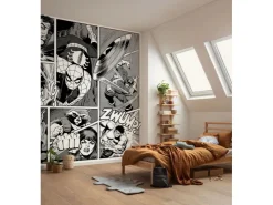 Komar Vinyl-Fototapete Marvel Classic Comic 212 cm x 250 cm Schwarz - Weiß