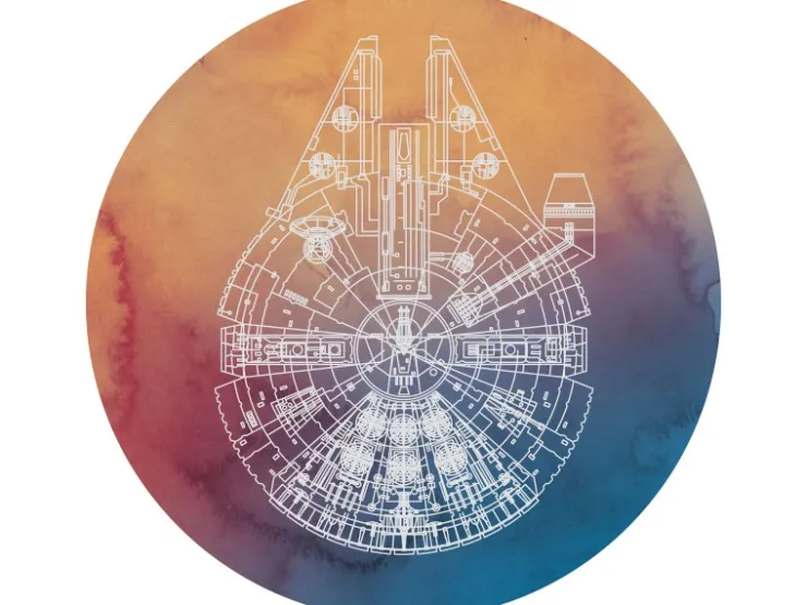 Komar Vliesfototapete Dot Star Wars Millennium Falcon selbstklebend Ø 125 cm* Tapezierzubehör