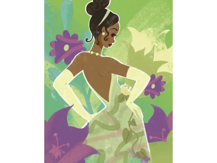 Komar Wandbild Disney Princess Tiana in Green 30 cm x 40 cm