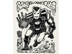 Komar Wandbild Marvel Iron Man Lino-Cut 40 cm x 50 cm Schwarz-Weiß