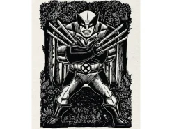 Komar Wandbild Marvel Wolverine Lino-Cut 40 cm x 50 cm Schwarz-Weiß* Poster