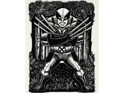 Komar Wandbild Marvel Wolverine Lino-Cut 30 cm x 40 cm Schwarz-Weiß* Poster