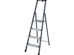 Krause Stehleiter Securo 4 Stufen Eloxiert 145 cm x 46 cm x 85 cm