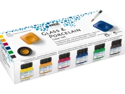 KREUL Glas- und Porzellanmalfarben Clear 6er Set 20 ml mit Pinsel