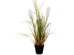 Mica Decorations Kunstpflanze Ried Gras Hellbraun Topf-Ø 10 cm H 53 cm, Ø: 30 cm