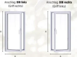 Kunststoff-Fenster 2-Fach Verglasung Weiß BxH 110 cm x 65 cm Anschlag Links