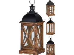 Laterne 41 cm Holz mit Metall 3fach-sortiert* Laternen