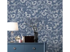 Laura Ashley Vliestapete Summerhill Midnight Blue Blau FSC®* Tapetenmuster