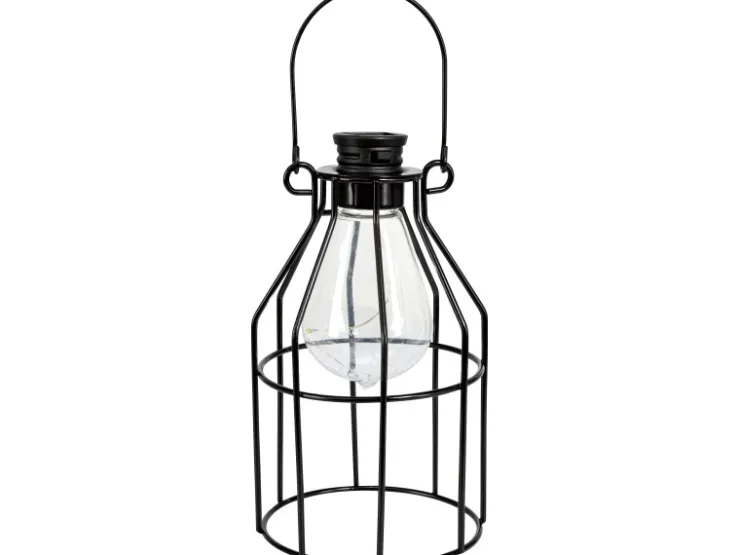 LED Solar-Laterne Metall 10 cm x 10 cm x 17 cm Schwarz* Laternen