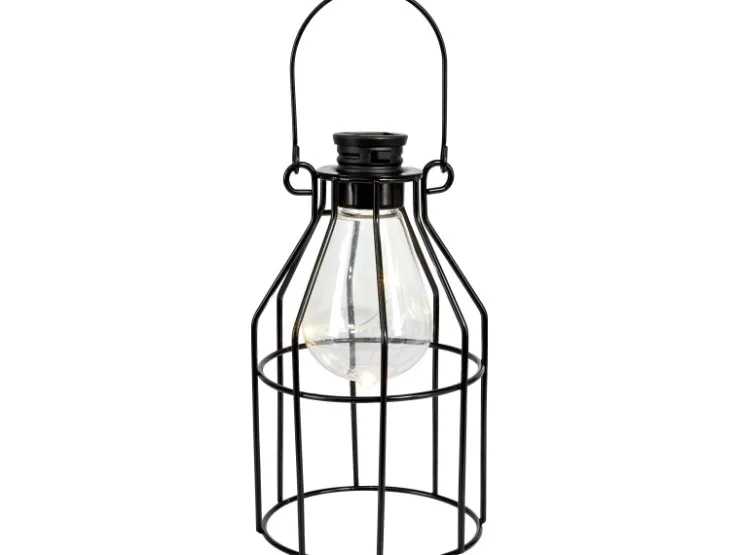 LED Solar-Laterne Metall 10 cm x 10 cm x 17 cm Schwarz* Laternen