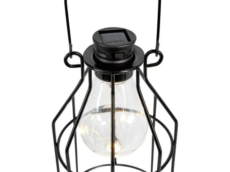 LED Solar-Laterne Metall 10 cm x 10 cm x 17 cm Schwarz* Laternen