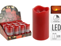 LED-Kerze mit integriertem Timer Flackernd Rot 13 x 7 x 7 cm* Kerzen