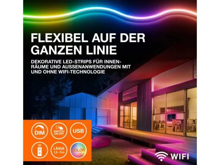 LEDVANCE LED-Streifen Neon Flex USB mit Fernbedienung 4 W RGB 210 cm* Vitrinen