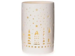 LED-Windlicht mit Sternen Ø 8,5 cm x 13 cm Weiß* Windlichter