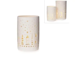 LED-Windlicht mit Sternen Ø 8,5 cm x 13 cm Weiß* Windlichter