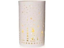 LED-Windlicht mit Sternen Ø 10,5 cm x 17,5 cm Weiß* Windlichter