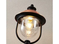 Lindby Außenleuchte Laterne Clint 9630100 Spritzwassergeschützt Retro Vintage Antik in Kupfer aus Aluminium 1-flammig E27
