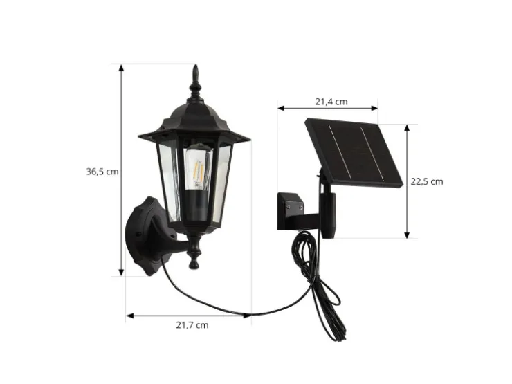 Lindby LED Solarleuchte Außen Laterne Sayata 10020118 Spritzwassergeschützt Modern in Schwarz aus Aluminium 1-flammig* Laternen