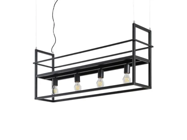Lindby Pendelleuchte Grisela 9626896 Modern in Schwarz aus Metall 4-flammig E27 Wohnzimmerleuchte* Regale Schwarz