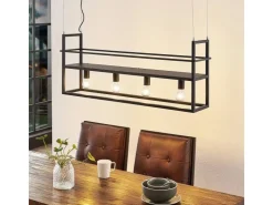 Lindby Pendelleuchte Grisela 9626896 Modern in Schwarz aus Metall 4-flammig E27 Wohnzimmerleuchte* Regale Schwarz